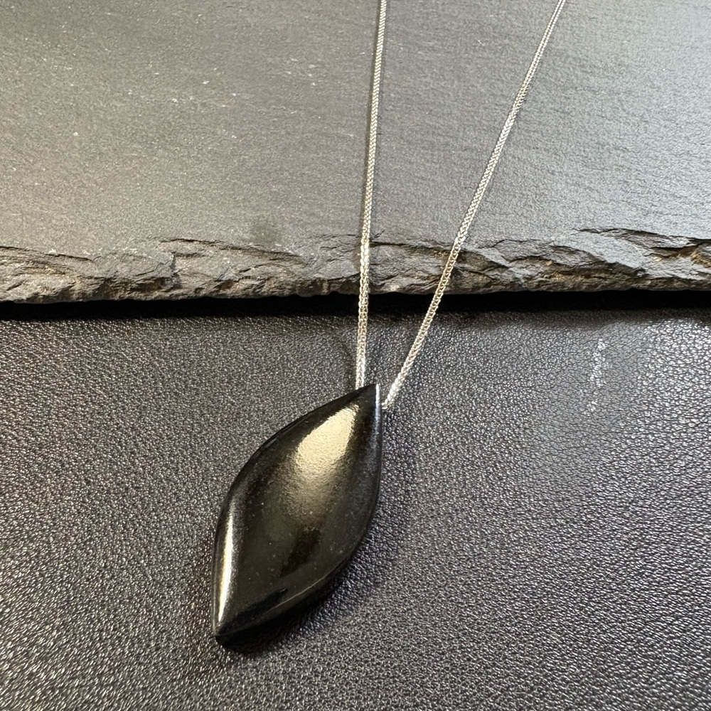 Elegant Black Jadeite Jade Pendant Necklace